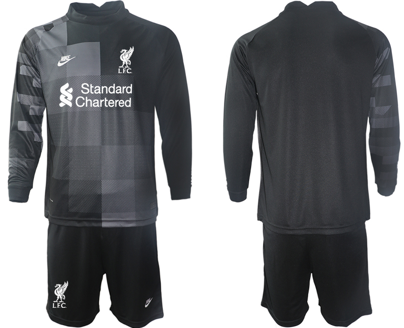 Men 2021-2022 Club Liverpool black goalkeeper Long Sleeve blank Soccer Jersey